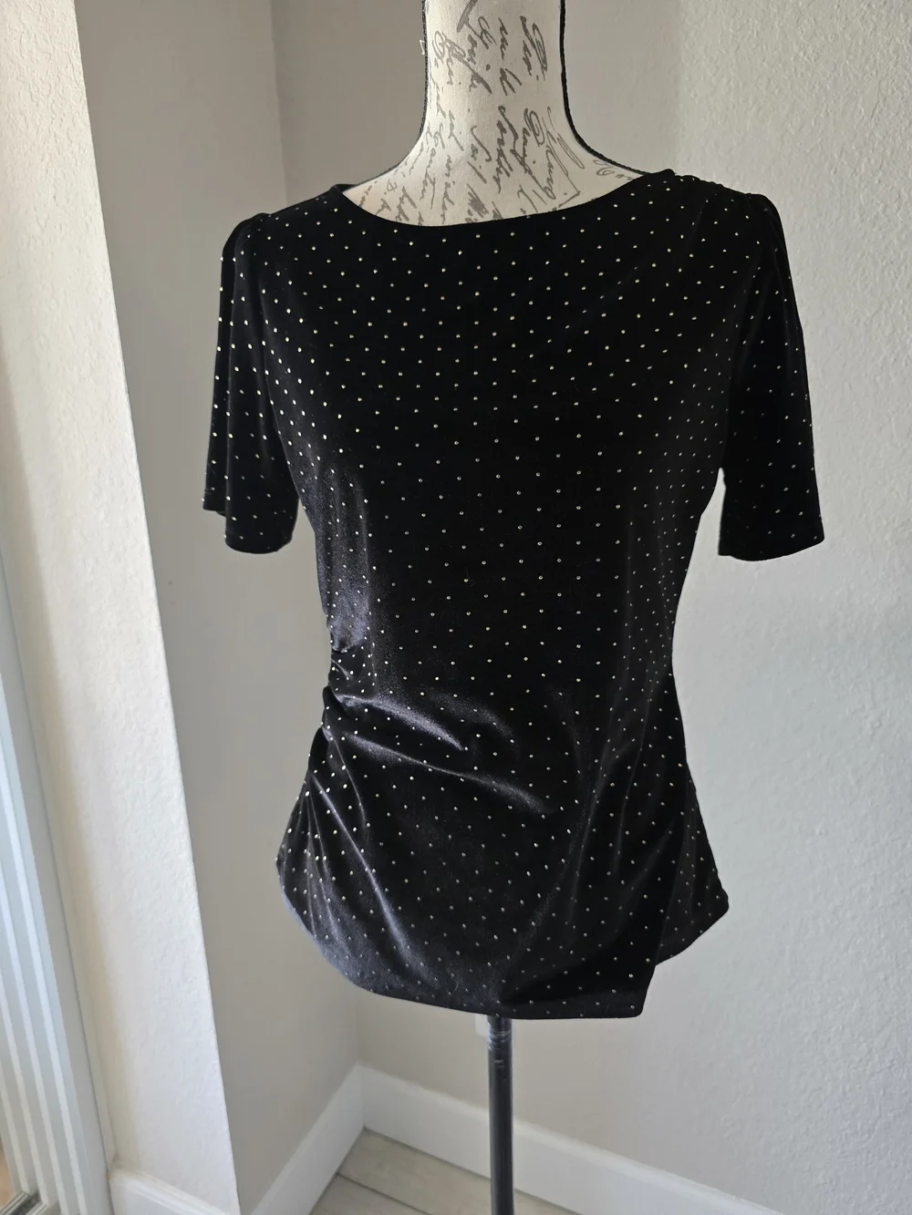 Michael Michael Kors Black Velvet Studded Top – Size M